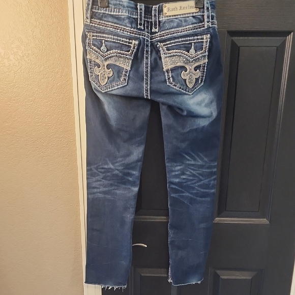 Rock Revival Blue Straight Jeans with Vintage Fading - Picture 3 of 3